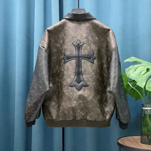 Chrome Hearts Vintage Cross Leather Jacket – Brown