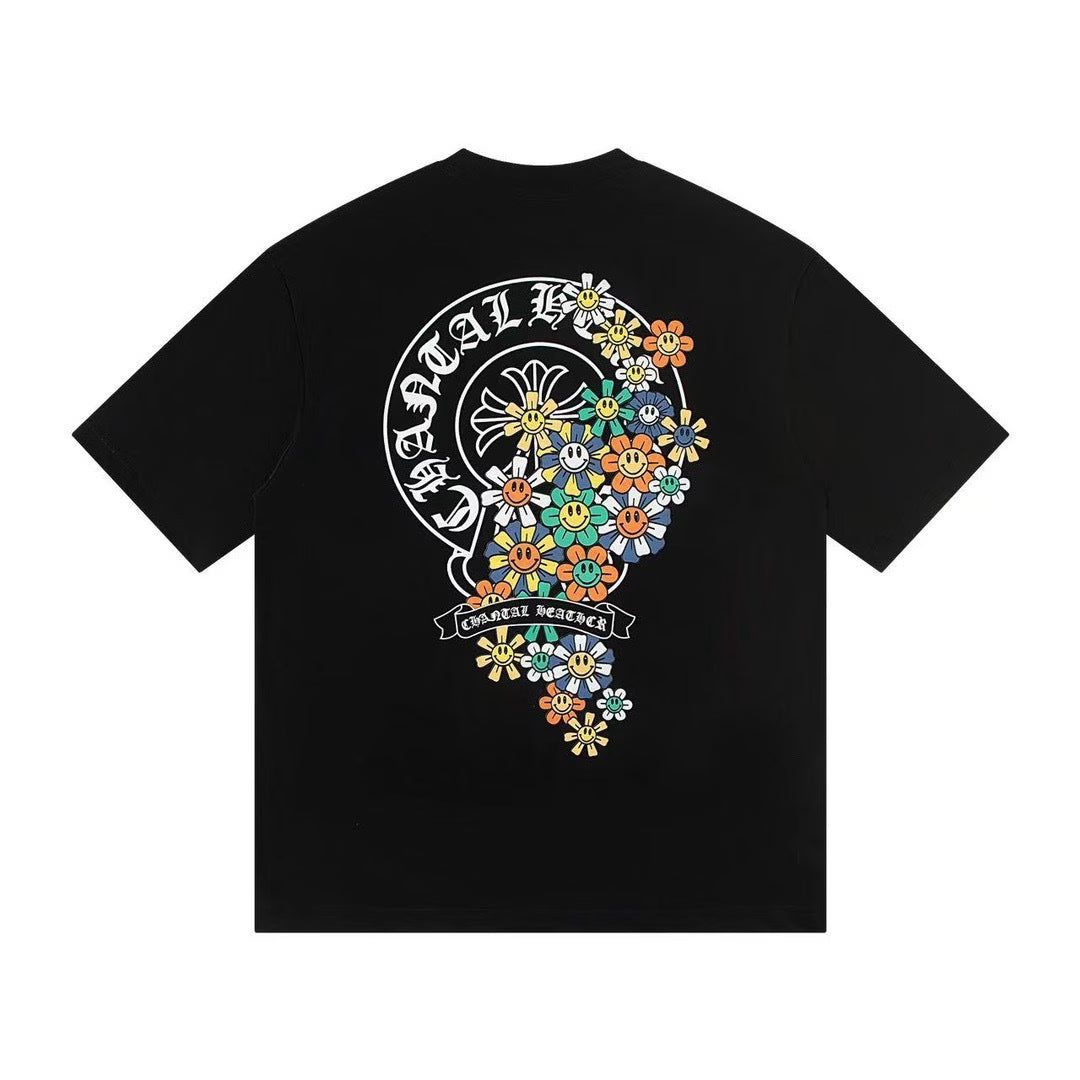 Chantal Heather Flower T-Shirt Black by Chrome Hearts