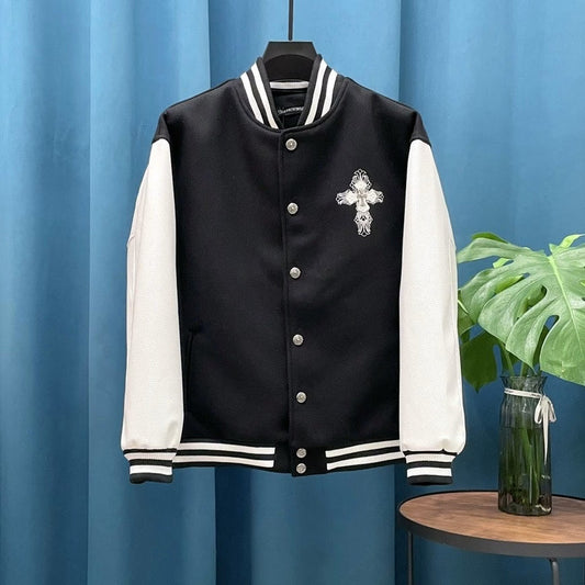 Cross Patch Varsity Jacket – Black/White by Chrome Hearts