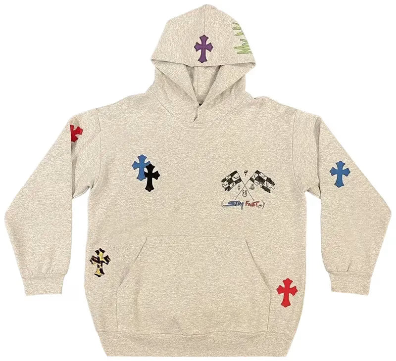 1 Of 1 Matty Boy Cross Hoodie ‘Grey/Multicolor’ by Chrome Hearts