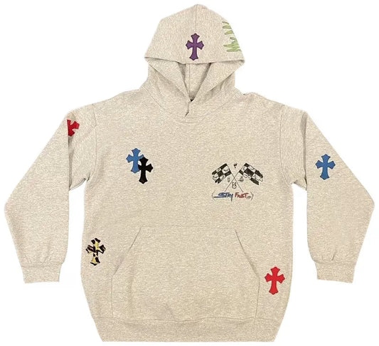 1 Of 1 Matty Boy Cross Hoodie ‘Grey/Multicolor’ by Chrome Hearts