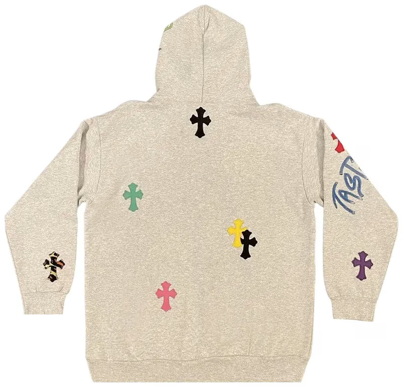 1 Of 1 Matty Boy Cross Hoodie ‘Grey/Multicolor’ by Chrome Hearts