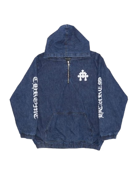 Ruckus Hooded Denim Patch Jacket by Chrome Hearts