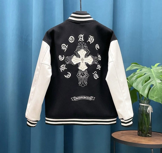 Cross Patch Varsity Jacket – Black/White by Chrome Hearts