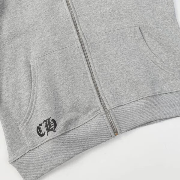 Grey Cross Floral Zip-up Hoodie by Chrome Hearts