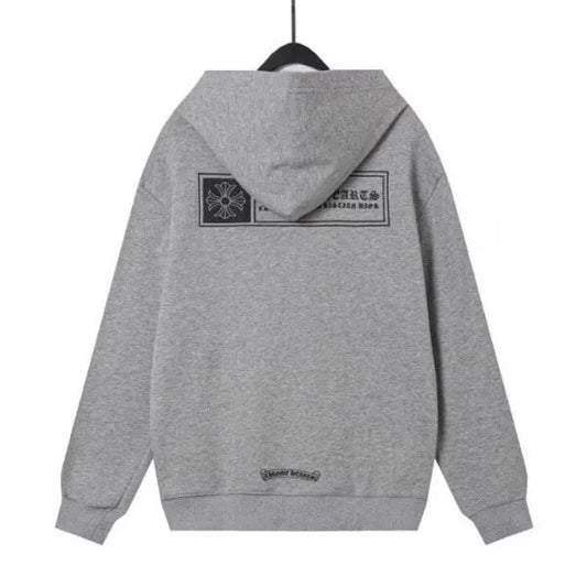 Grey Cross Floral Zip-up Hoodie by Chrome Hearts