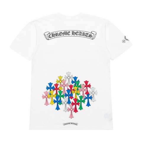 Multi Color Cross Scroll Tee – White By chrome Hearts
