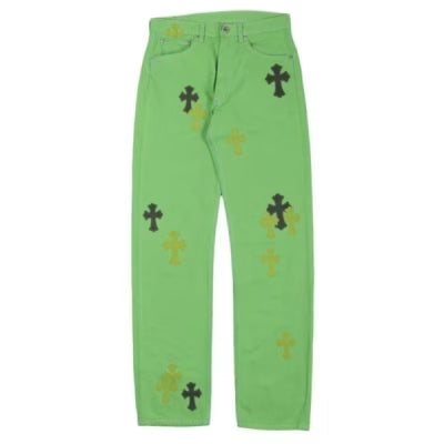 Denim Slime Green Jeans by Chrome Hearts