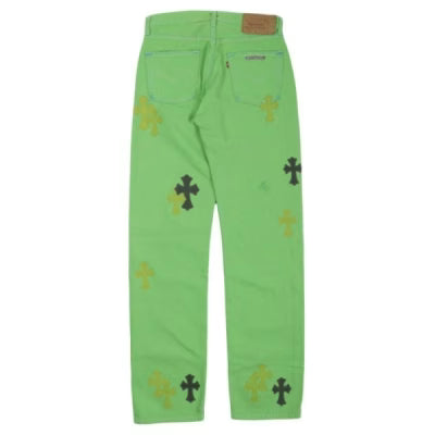 Denim Slime Green Jeans by Chrome Hearts